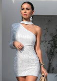 Silver Sequin Party Dress - MeLegs